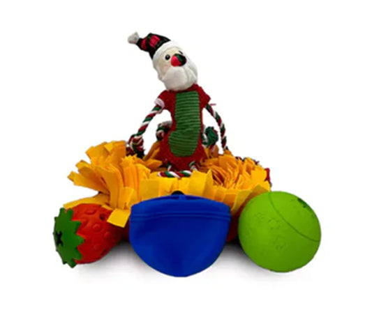 Snuffle Mats + Rope Toy + Enrichment Feeder - Strawberry + Silicone Treat Pouch + Dog Ball Feeders