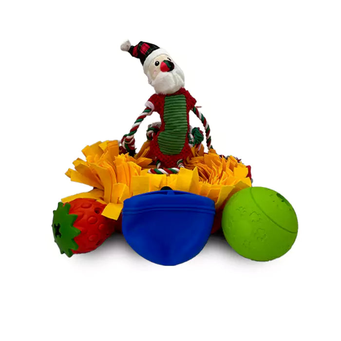 Snuffle Mats + Rope Toy + Enrichment Feeder - Strawberry + Silicone Treat Pouch + Dog Ball Feeders